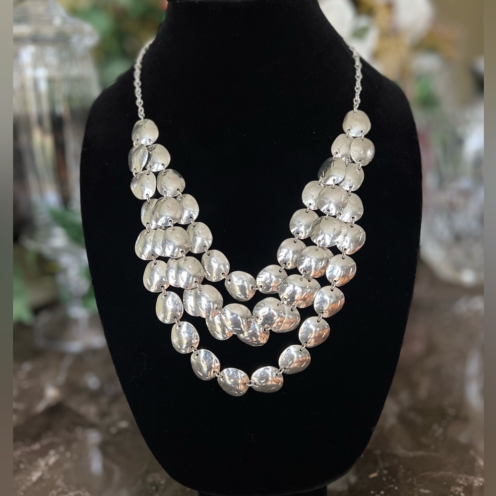 Chico’s 18 in Layered Silver Statement Necklace